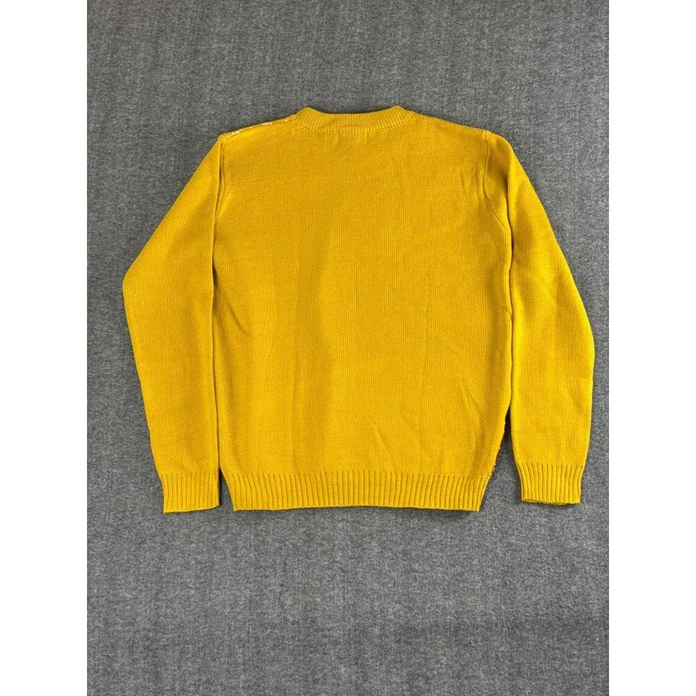 Ugly Christmas Sweater Yellow With Reindeer Design US L EU XL 100% Acrylic Holid - Picture 3 of 8